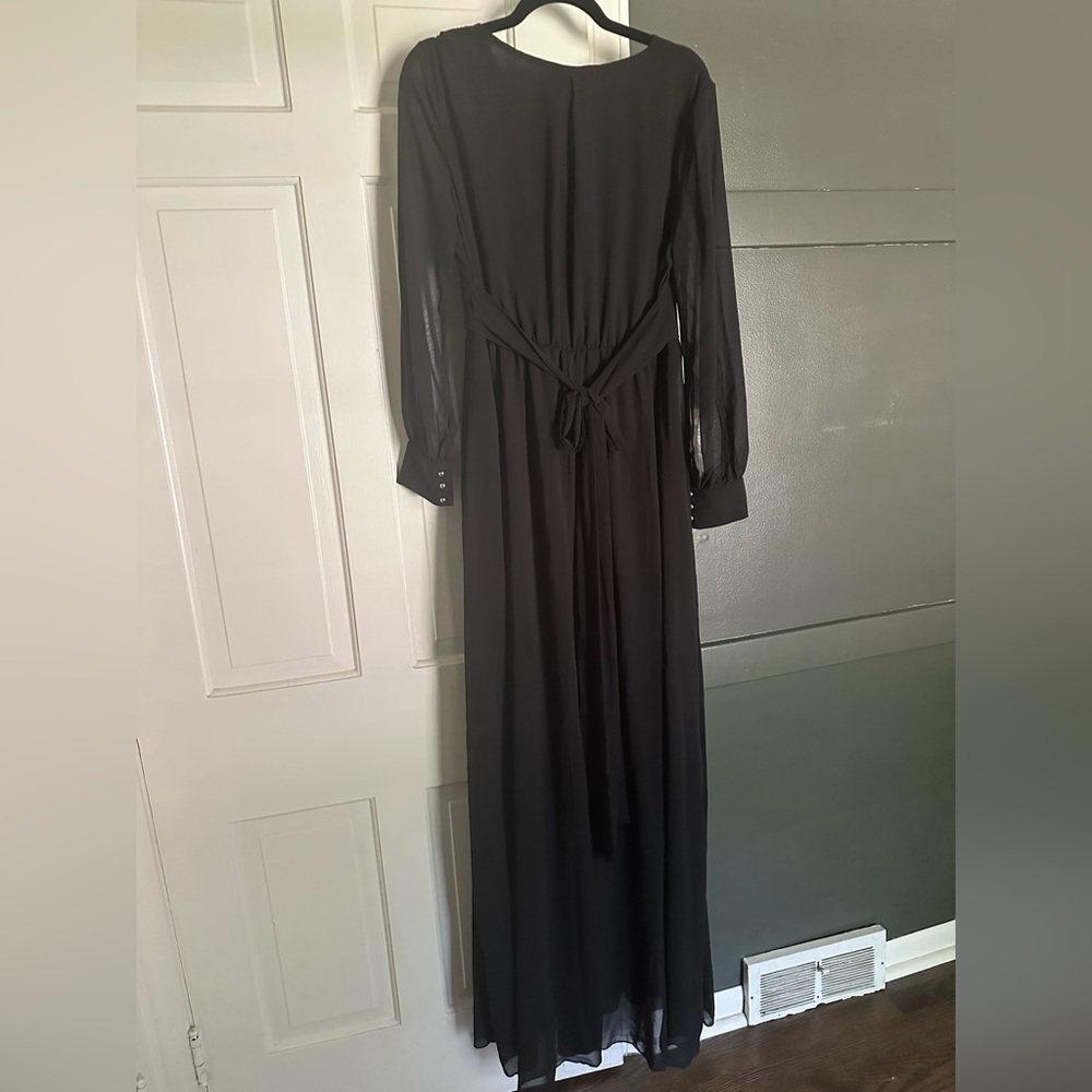 Baltic Born Lydia Chiffon Maxi Dress Black Wrap Long Sleeve Bridesmaid Formal - Picture 5 of 10